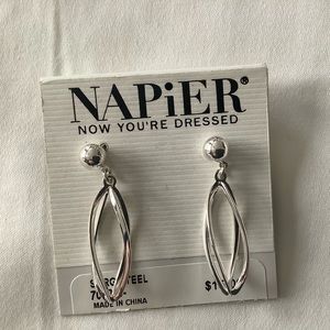Silver toned drop earrings for pierced ears